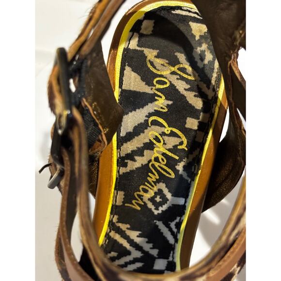 Womens Leopard print straps Buckles Sam Edelman stiletto sz 8 heels statement - Picture 5 of 11